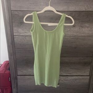 Green Ribbed Backless Bodycon Dress
